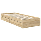Cama con almacenamiento con cabecera Roble Sonoma 75 x 190 cm
