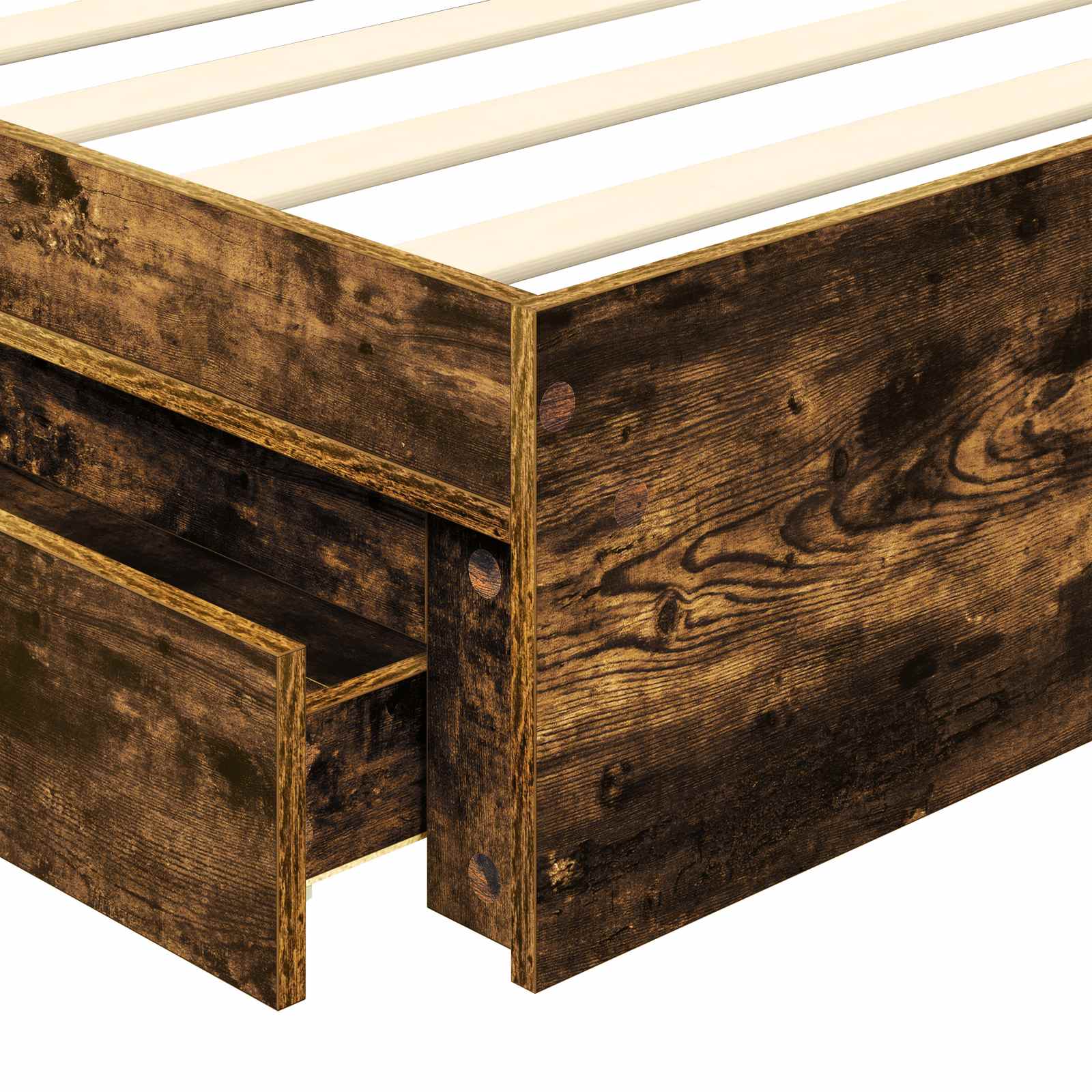 Cama con almacenamiento con cabecera Roble ahumado 75 x 190 cm
