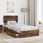 Cama con almacenamiento con cabecera Roble ahumado 75 x 190 cm