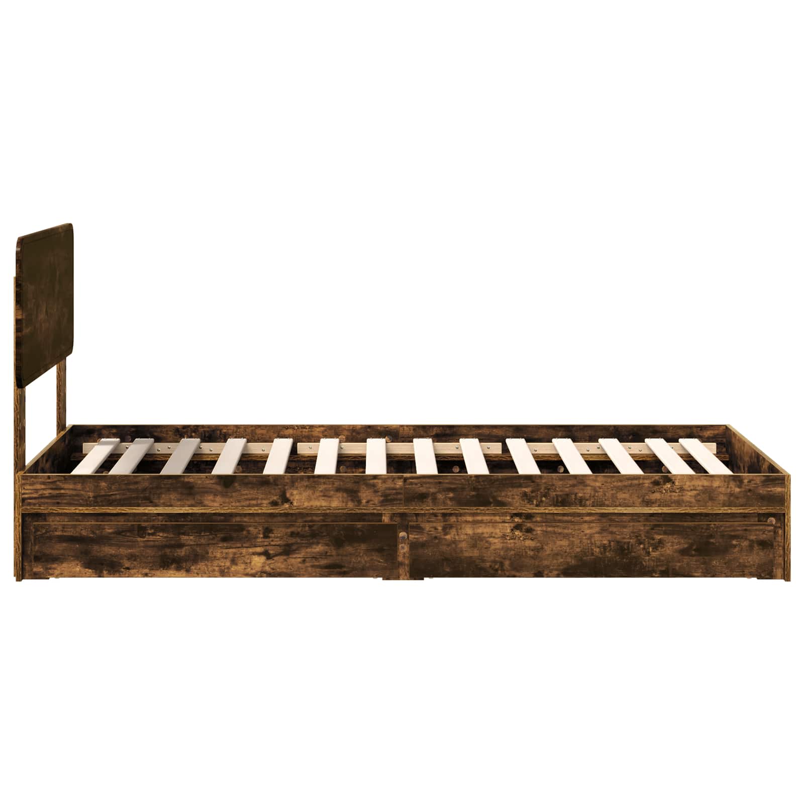 Cama con almacenamiento con cabecera Roble ahumado 75 x 190 cm