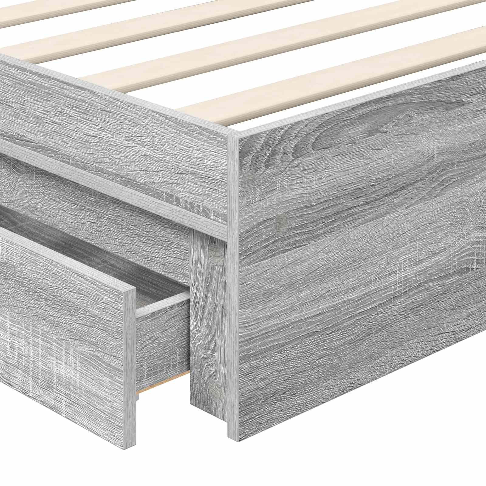 Cama con almacenamiento con cabecera Gris Sonoma 75 x 190 cm