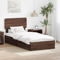 Cama con almacenamiento con cabecera Roble Marrón 75 x 190 cm
