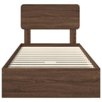 Cama con almacenamiento con cabecera Roble Marrón 75 x 190 cm