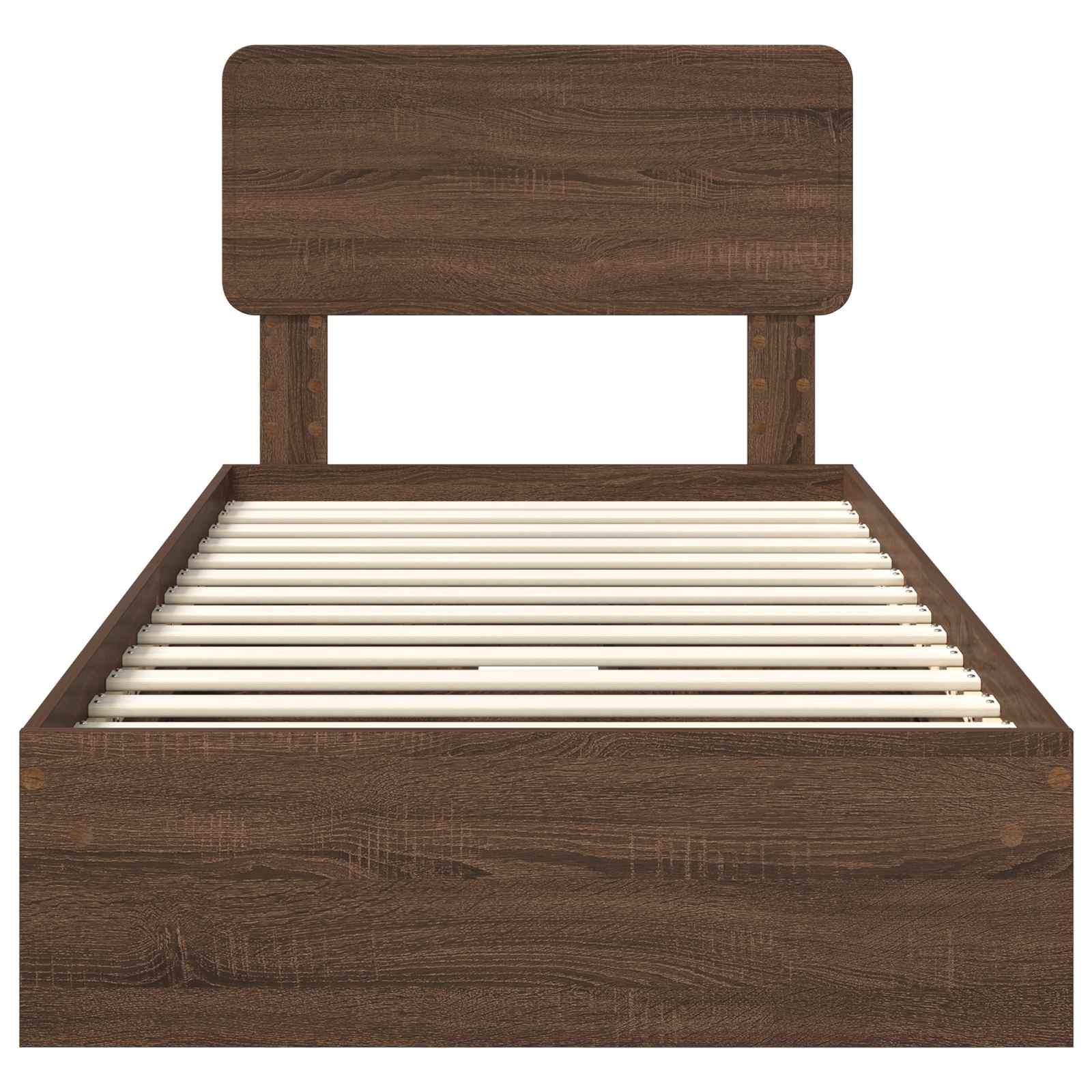Cama con almacenamiento con cabecera Roble Marrón 75 x 190 cm