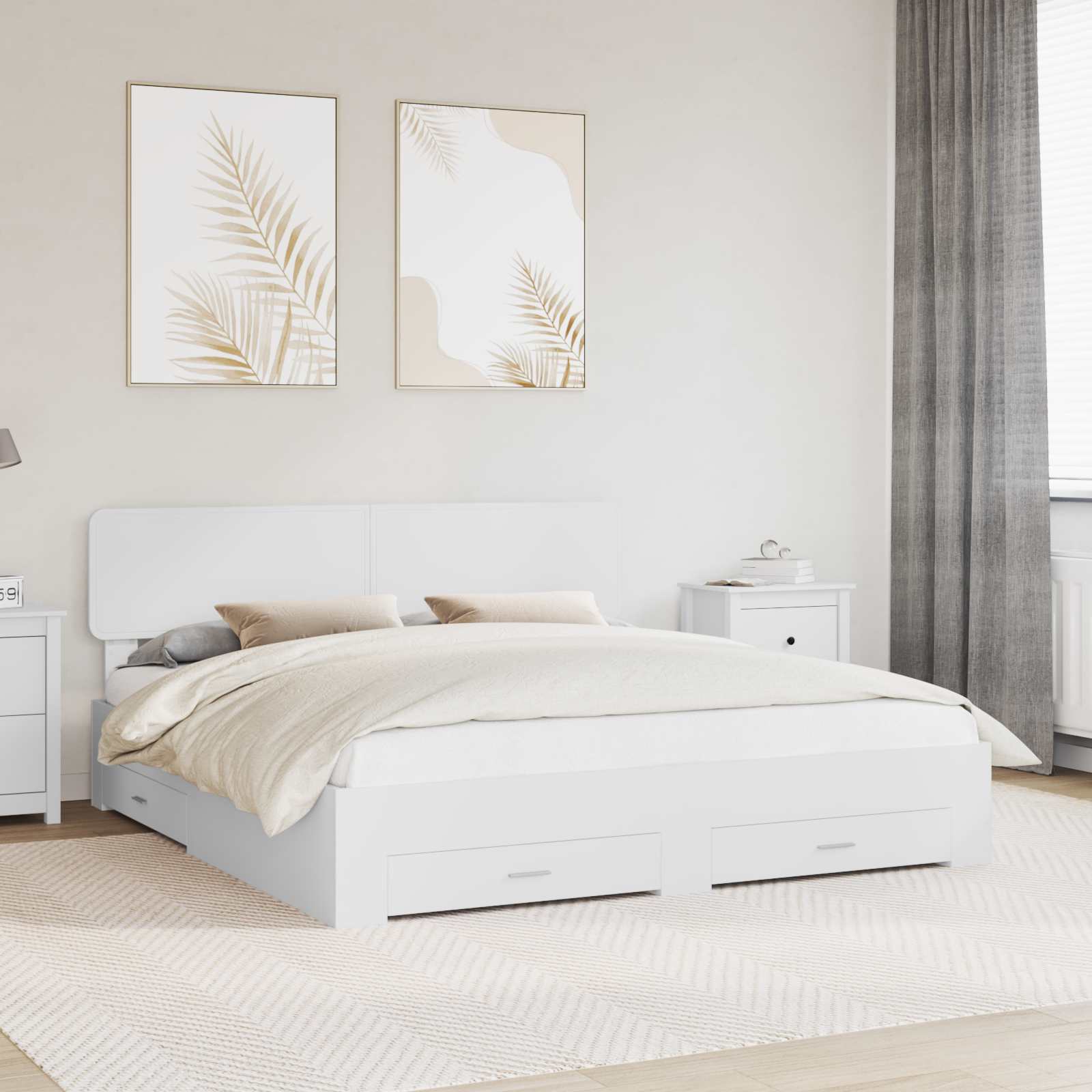 Estrutura de Cama com Cabeceira Cinzento Betão 100 x 200 cm