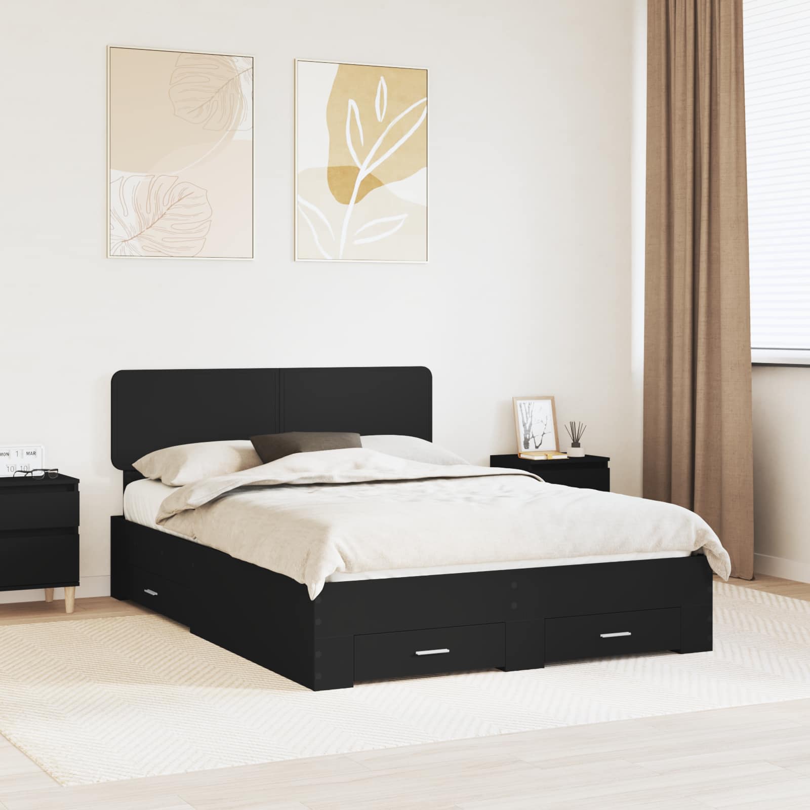 Estrutura de Cama com Cabeceira Cinzento Betão 100 x 200 cm