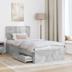 Estructura de cama con cabecera Gris Concreto 100 x 200 cm
