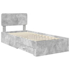 Estructura de cama con cabecera Gris Concreto 100 x 200 cm