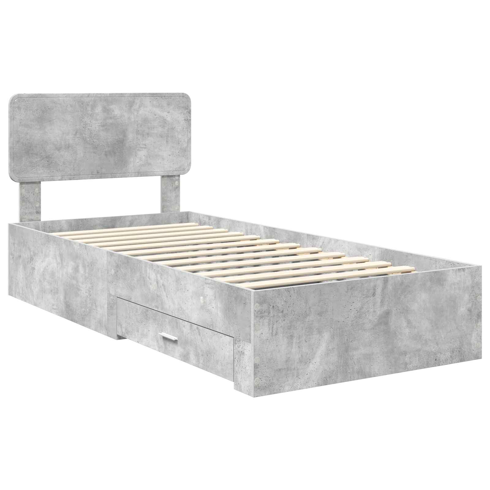 Estructura de cama con cabecera Gris Concreto 100 x 200 cm