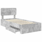 Estructura de cama con cabecera Gris Concreto 100 x 200 cm