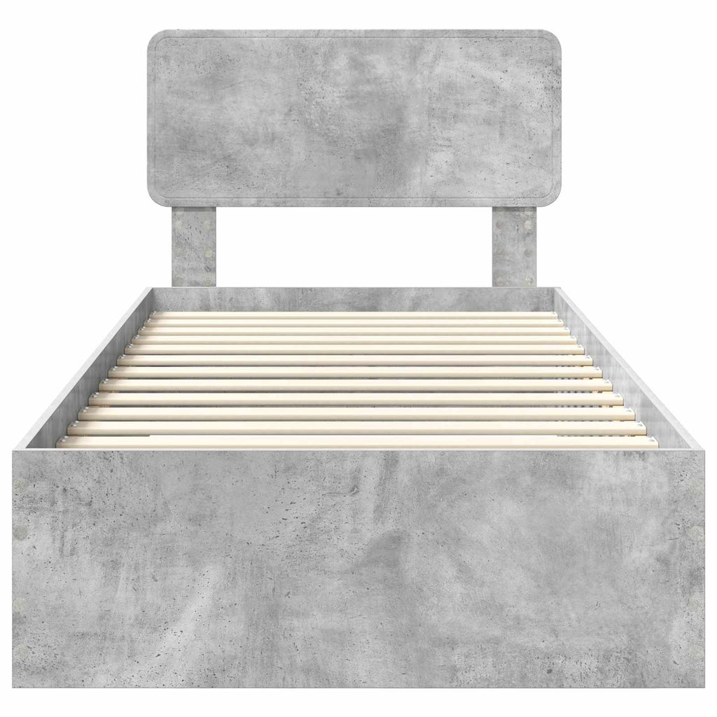 Estructura de cama con cabecera Gris Concreto 100 x 200 cm