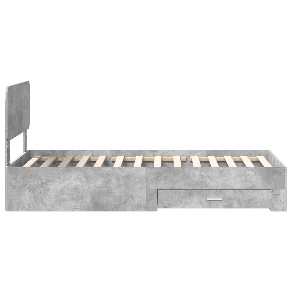 Estructura de cama con cabecera Gris Concreto 100 x 200 cm