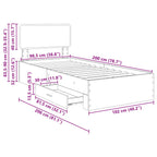 Estructura de cama con cabecera Gris Concreto 100 x 200 cm