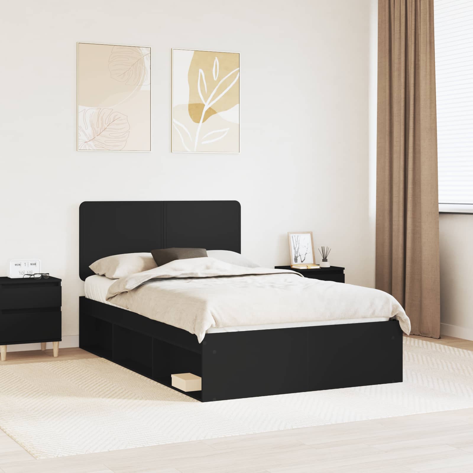 Estrutura de cama 100 x 200 cm Madeira de pinho maciço