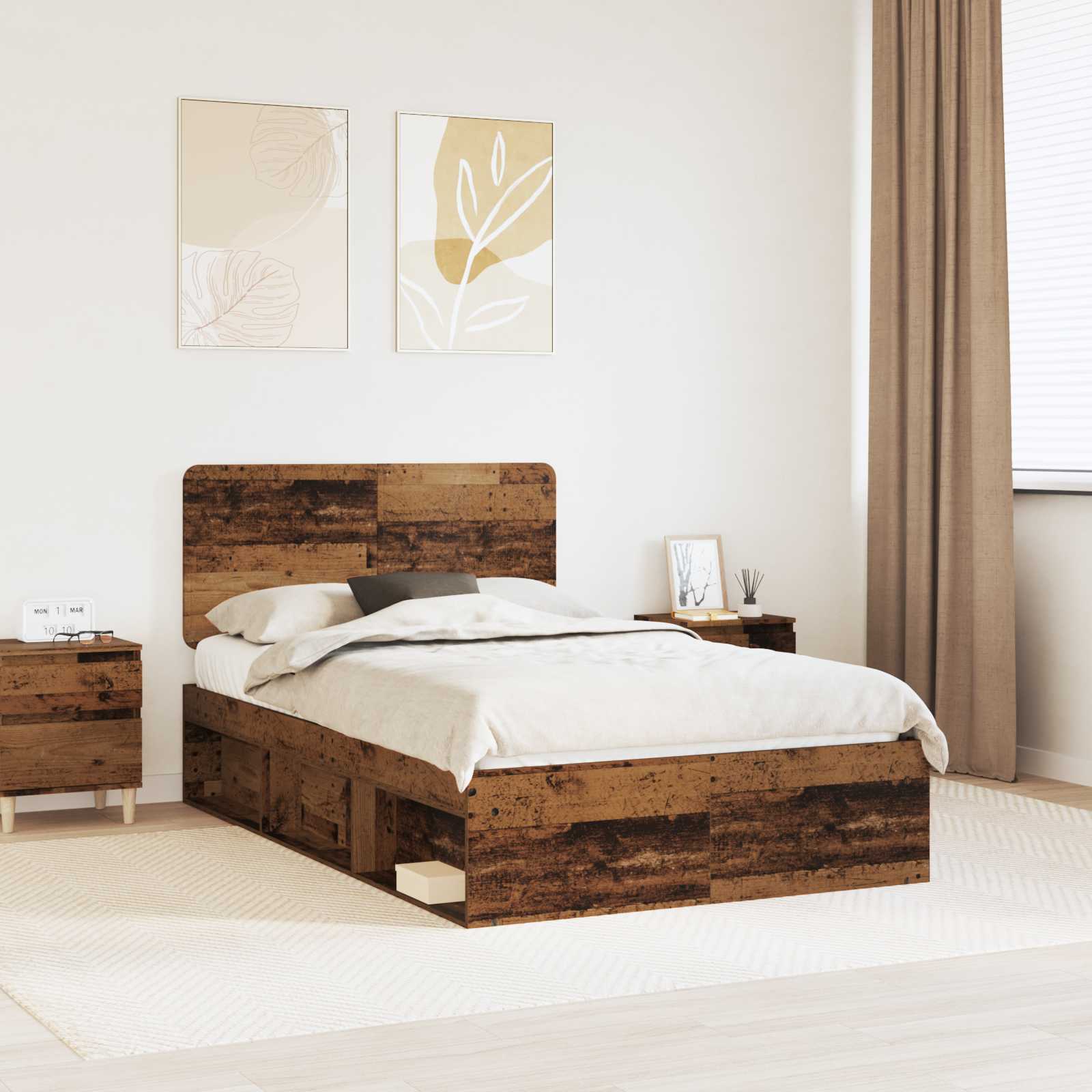 Estrutura de cama 100 x 200 cm Madeira de pinho maciço