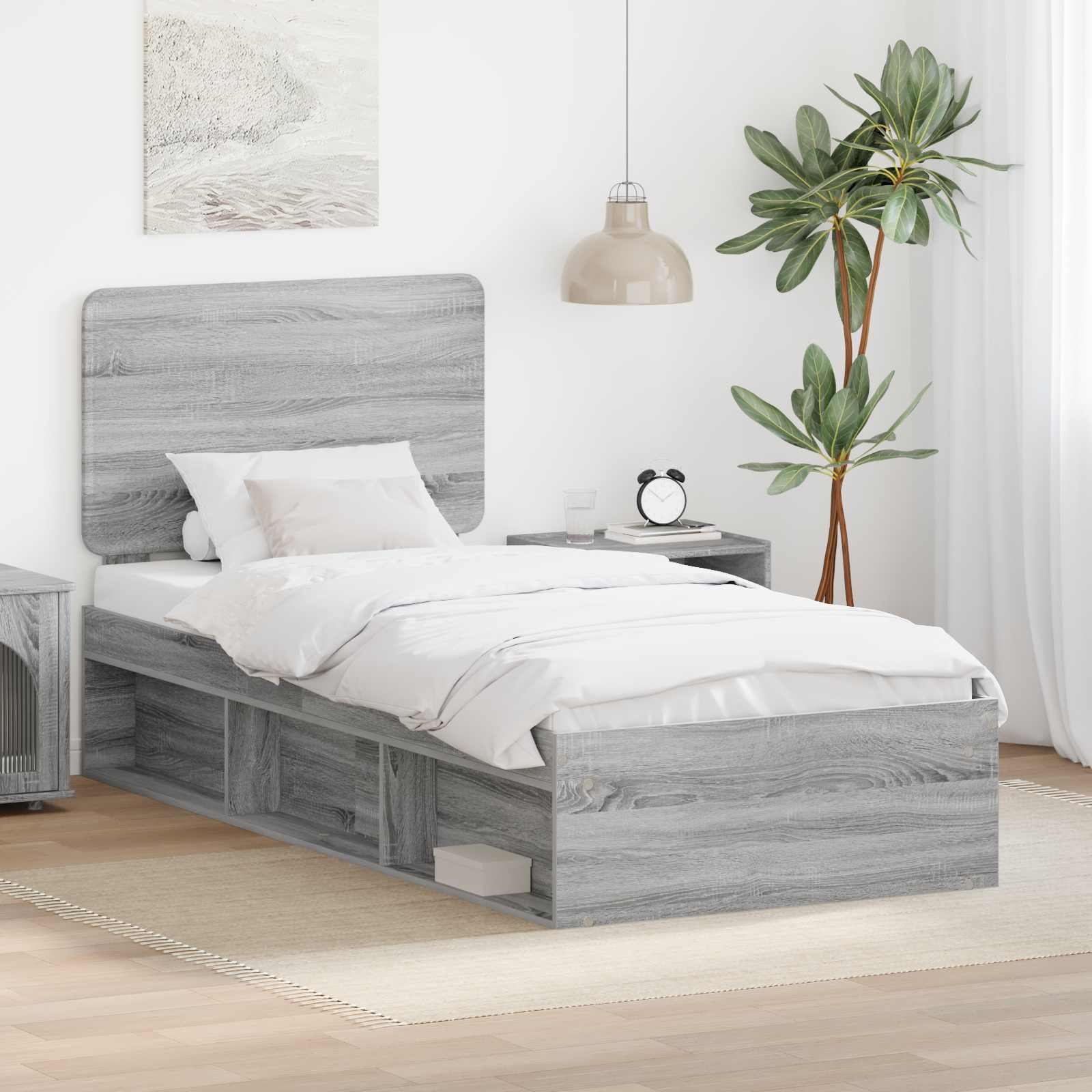 Estrutura de cama 100 x 200 cm Madeira de pinho maciço