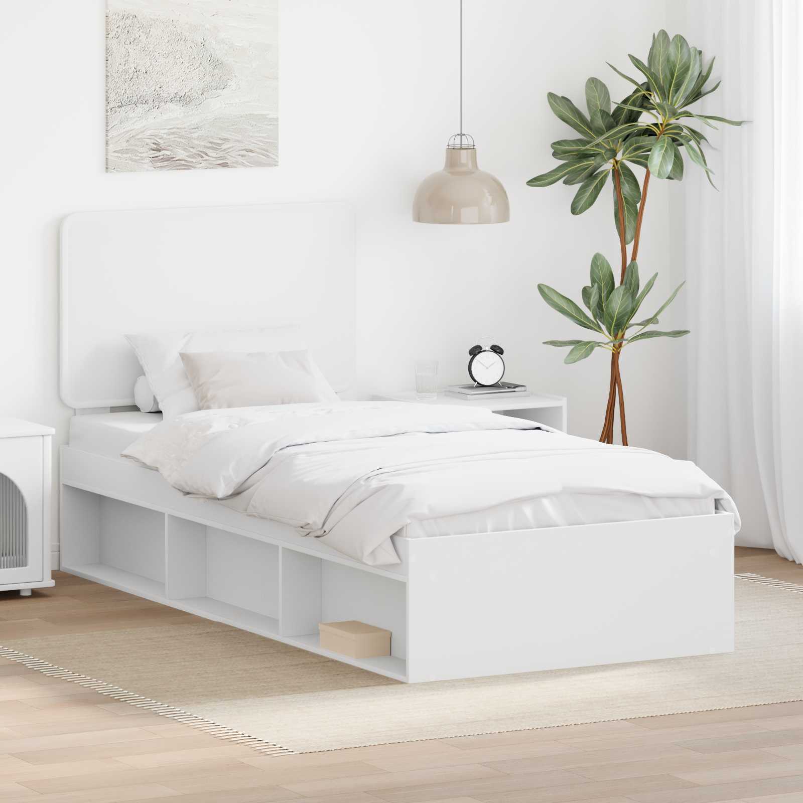 Estrutura de cama 100 x 200 cm Madeira de pinho maciço