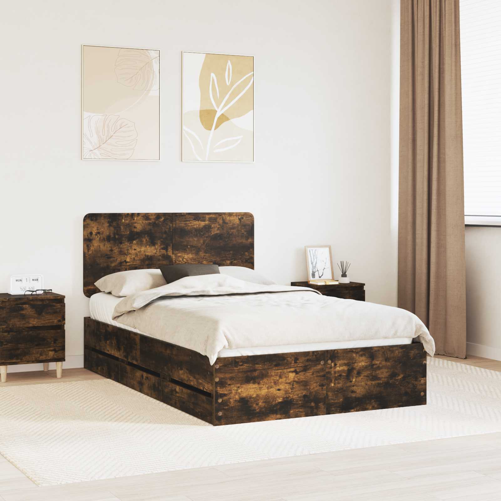 Bed Frame with Drawer 100 x 200 cm Engineered Wood