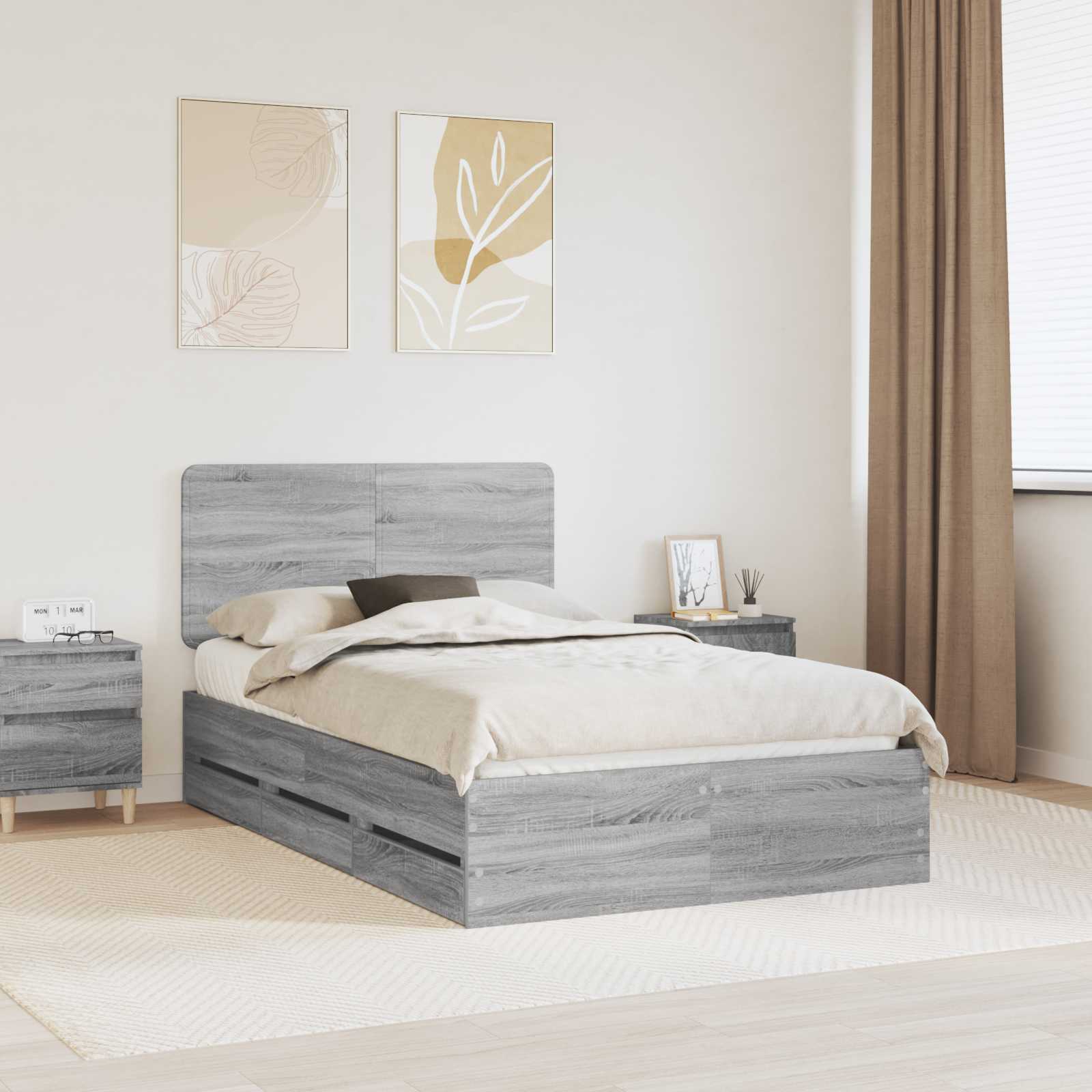 Bed Frame with Drawer 100 x 200 cm Engineered Wood