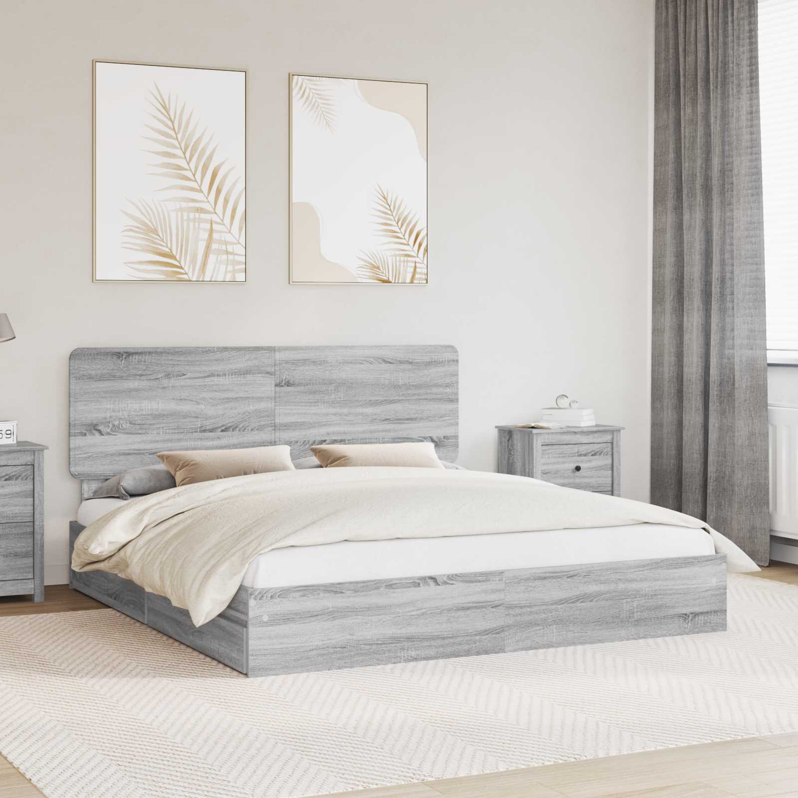 Cama con almacenamiento 140 x 190 cm Madera de ingeniería