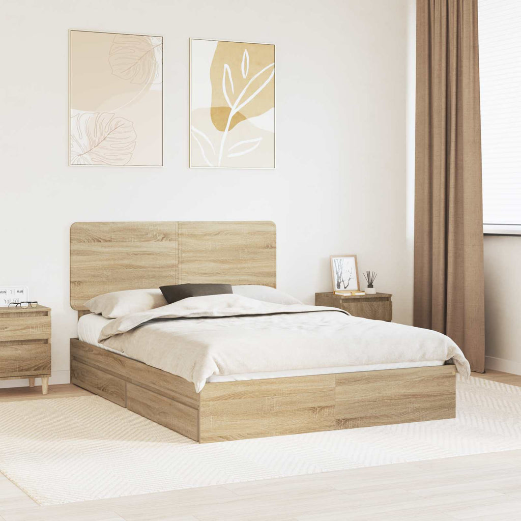 Cama con almacenamiento 140 x 190 cm Madera de ingeniería
