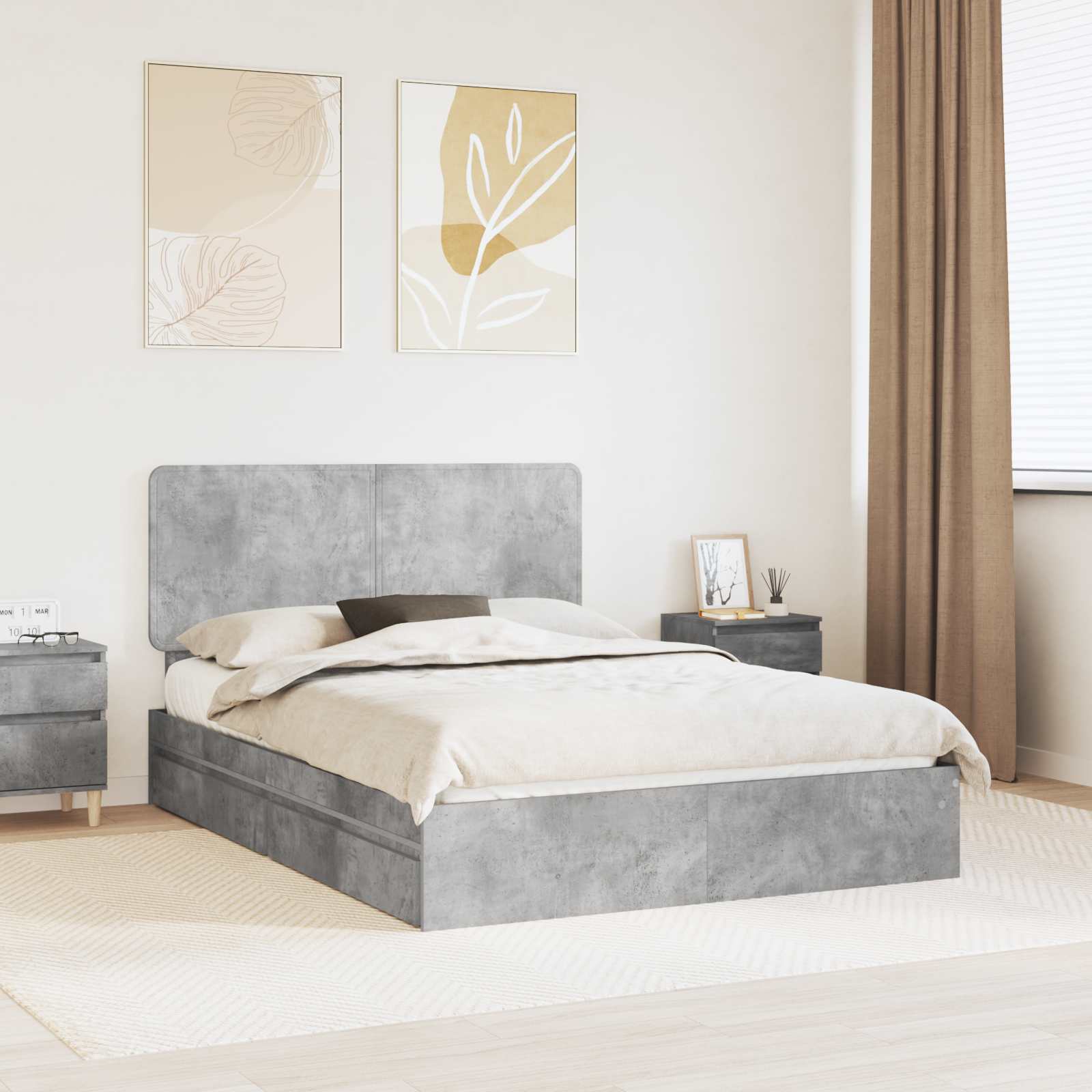 Cama con almacenamiento 140 x 190 cm Madera de ingeniería