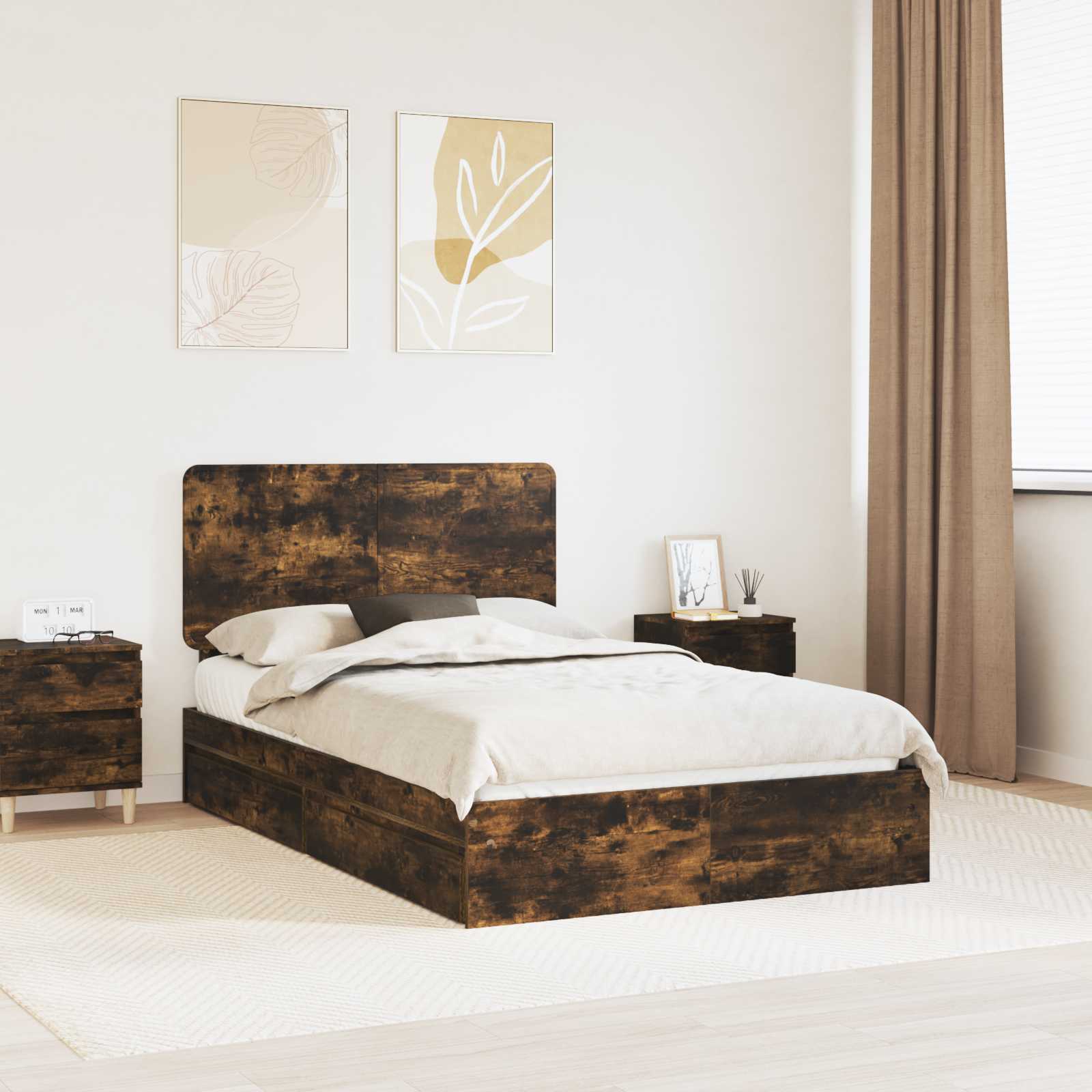 Cama con almacenamiento 140 x 190 cm Madera de ingeniería