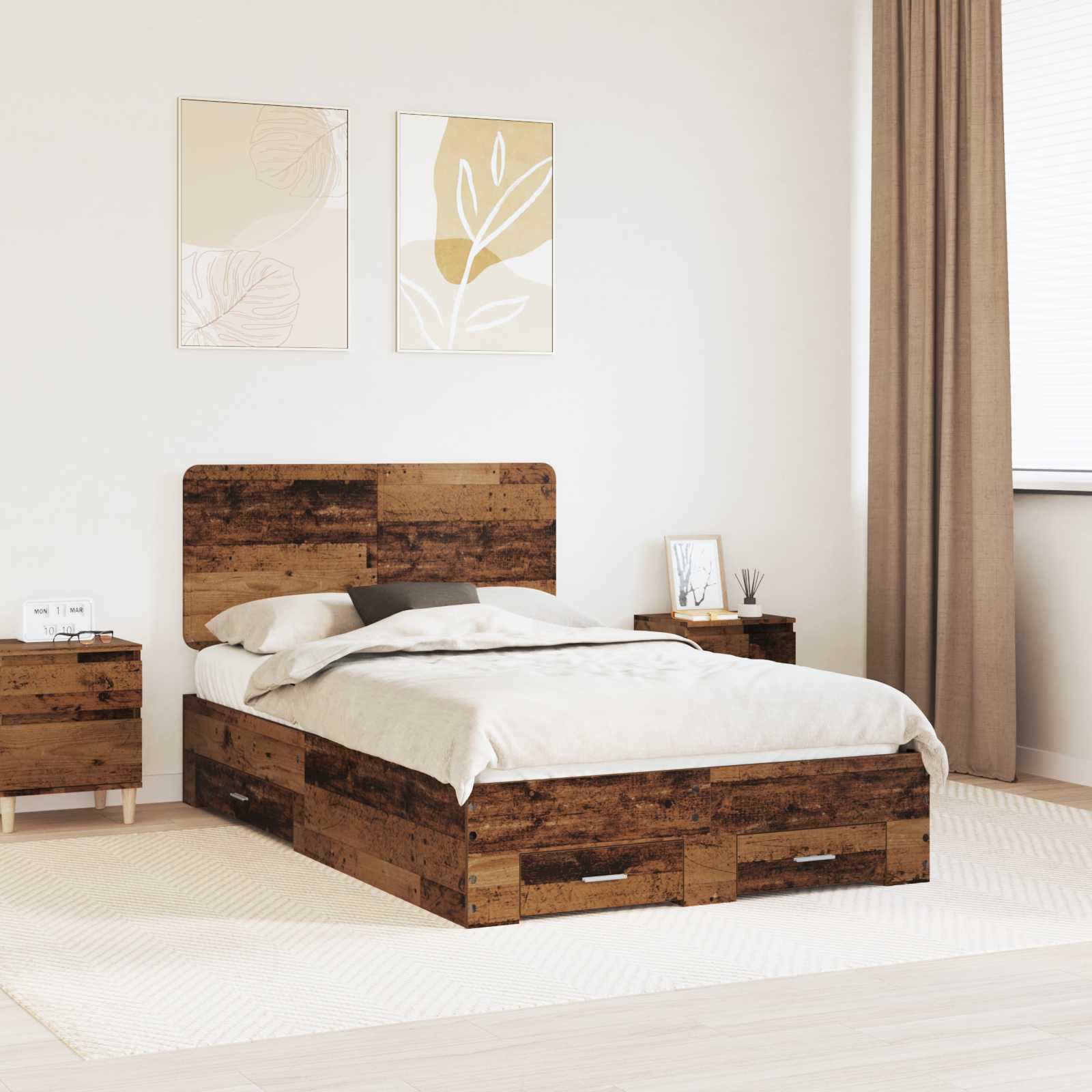 Estructura de cama con cabecera Gris Concreto 100 x 200 cm