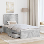 Estructura de cama con cabecera Gris Concreto 100 x 200 cm
