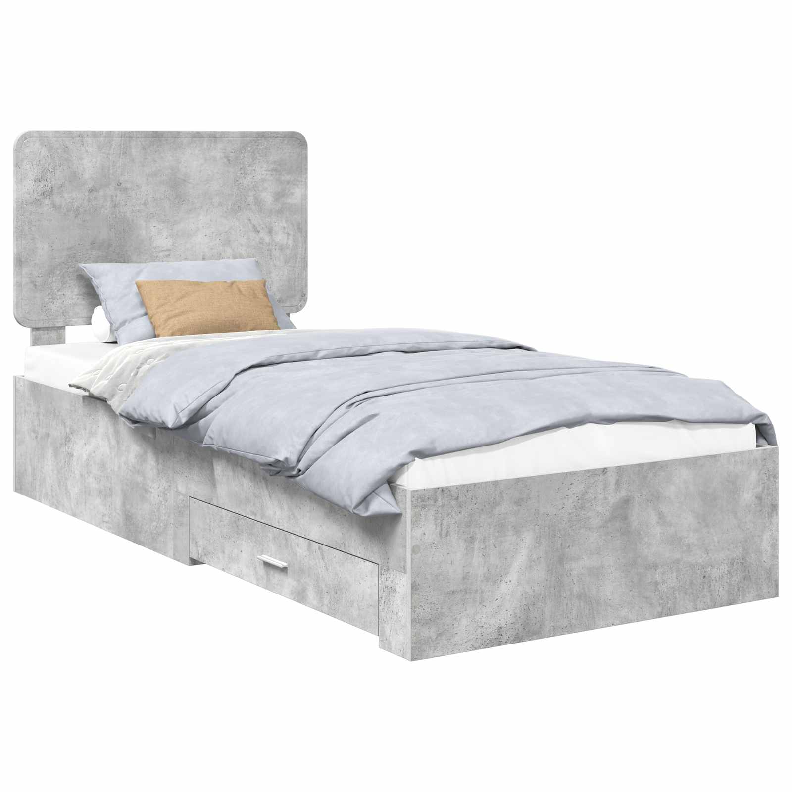 Estructura de cama con cabecera Gris Concreto 100 x 200 cm