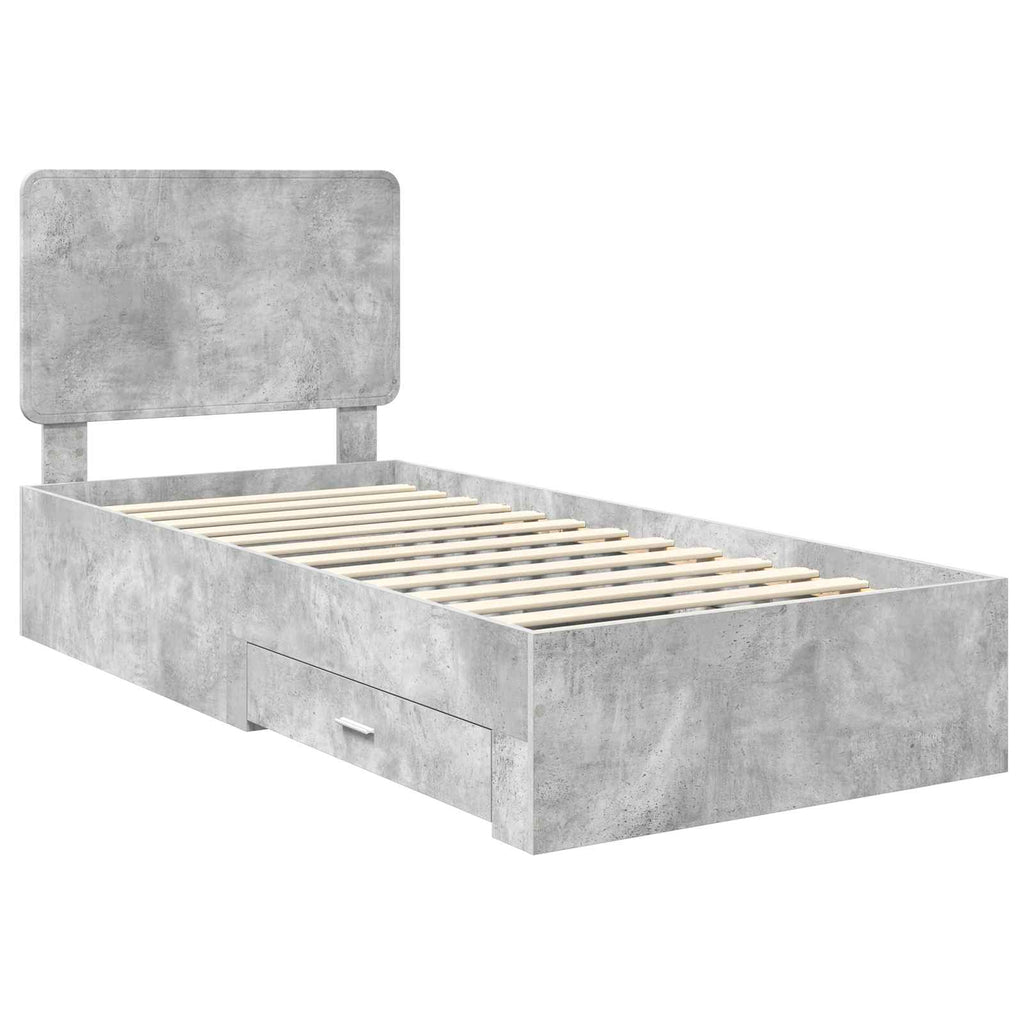 Estructura de cama con cabecera Gris Concreto 100 x 200 cm