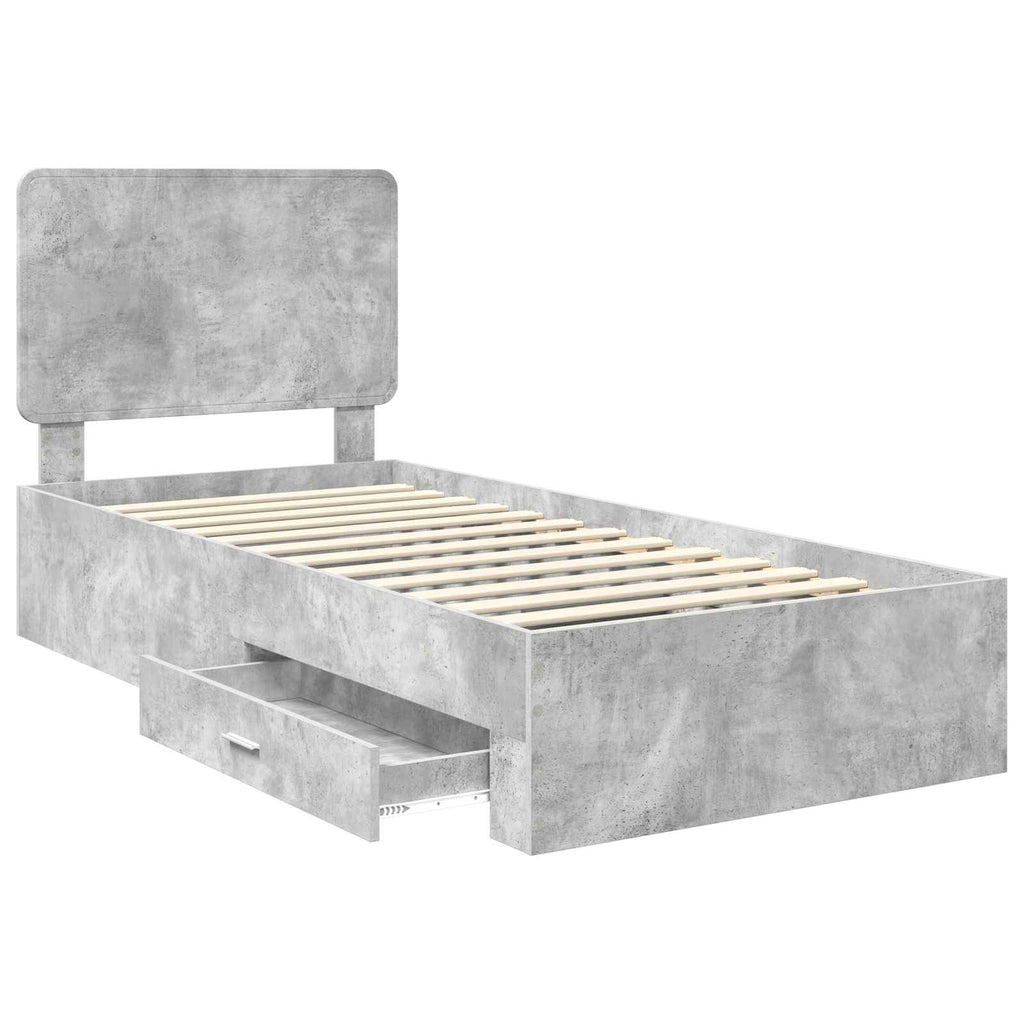 Estructura de cama con cabecera Gris Concreto 100 x 200 cm