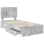 Estructura de cama con cabecera Gris Concreto 100 x 200 cm