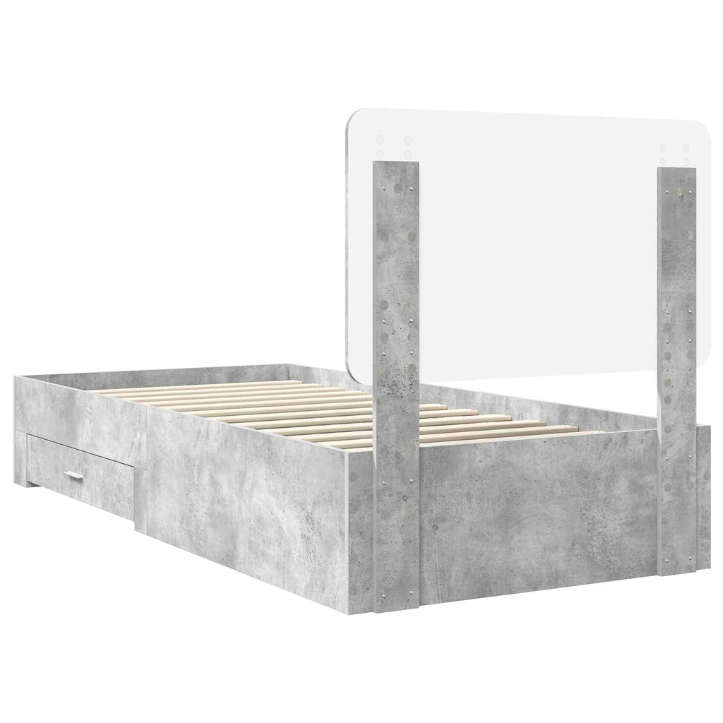 Estructura de cama con cabecera Gris Concreto 100 x 200 cm