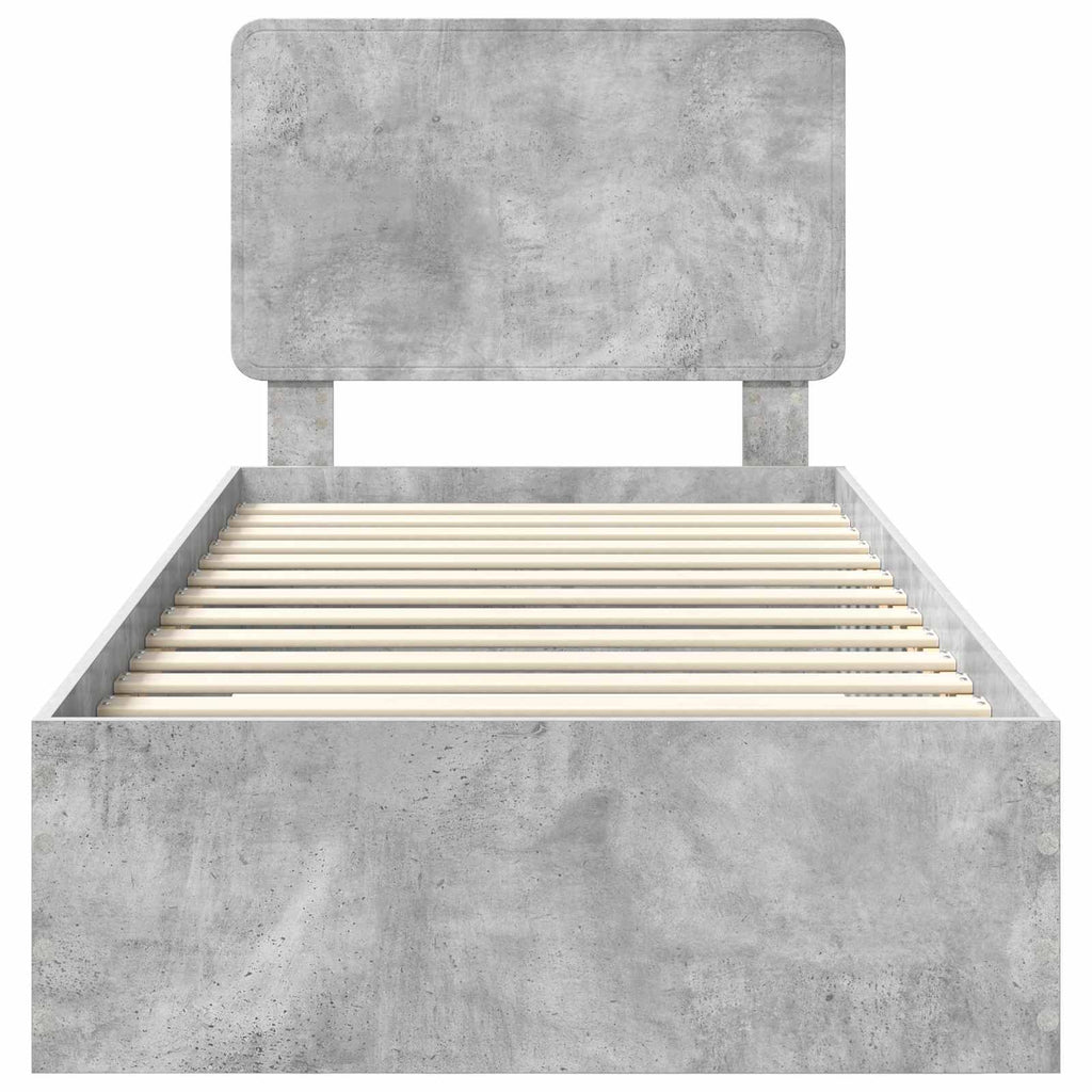 Estructura de cama con cabecera Gris Concreto 100 x 200 cm