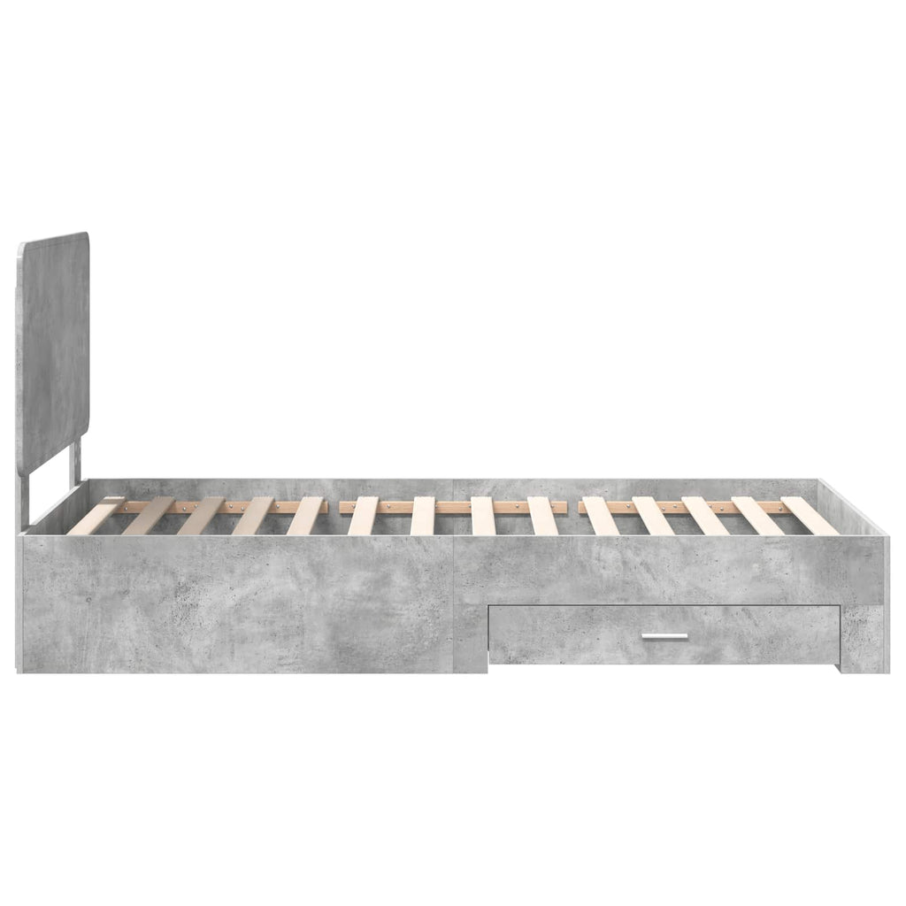 Estructura de cama con cabecera Gris Concreto 100 x 200 cm