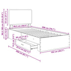 Estructura de cama con cabecera Gris Concreto 100 x 200 cm