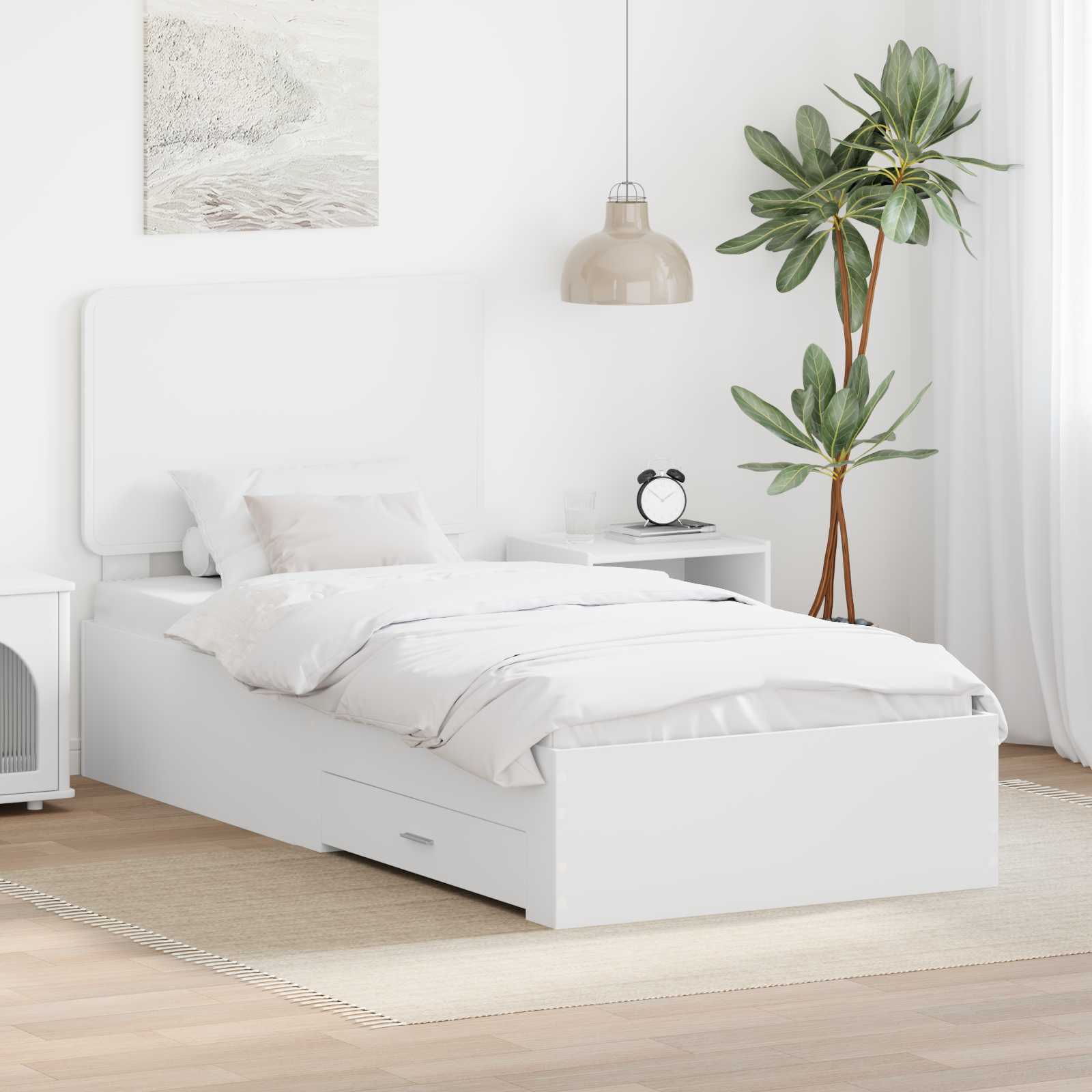 Estructura de cama con cabecera Gris Concreto 100 x 200 cm