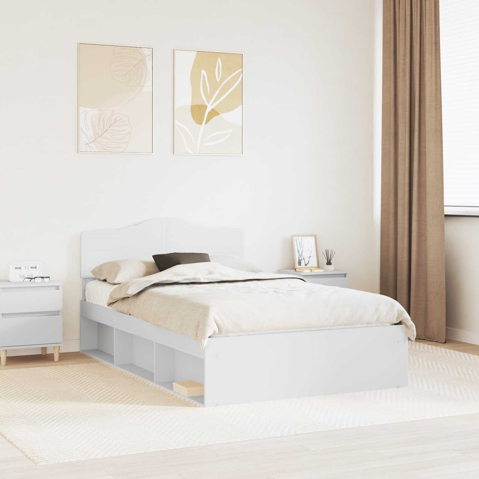 Estrutura de cama 100 x 200 cm Madeira de pinho maciço