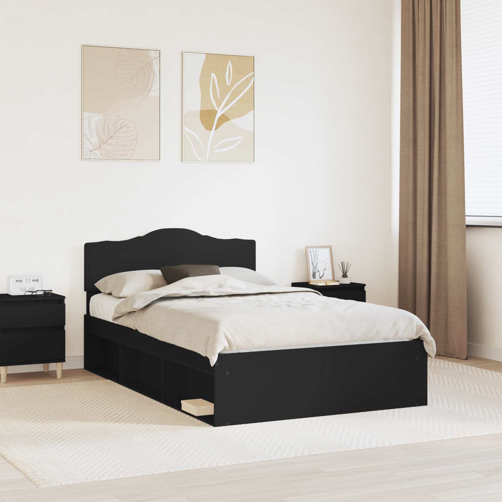 Estrutura de cama 100 x 200 cm Madeira de pinho maciço