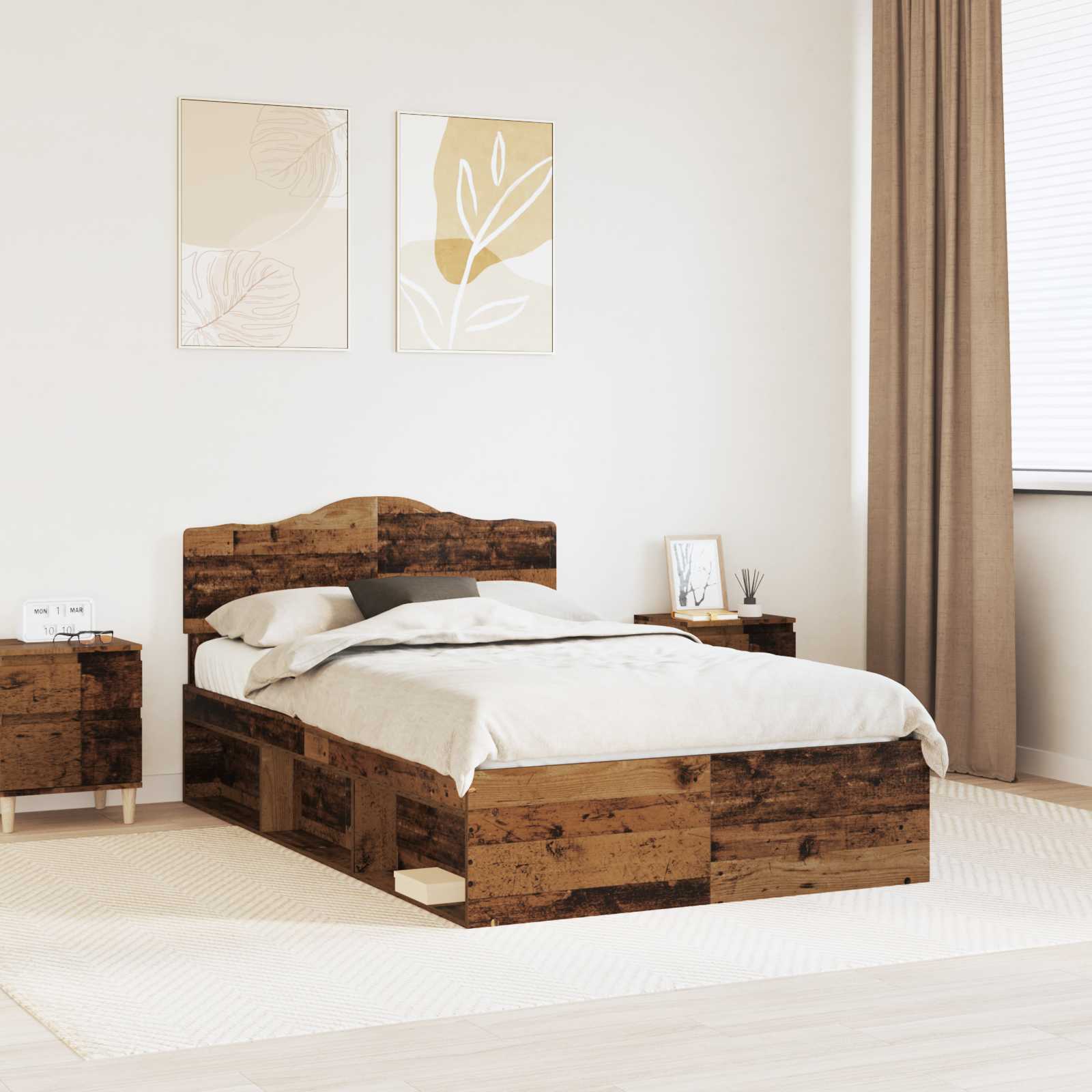 Estrutura de cama 100 x 200 cm Madeira de pinho maciço