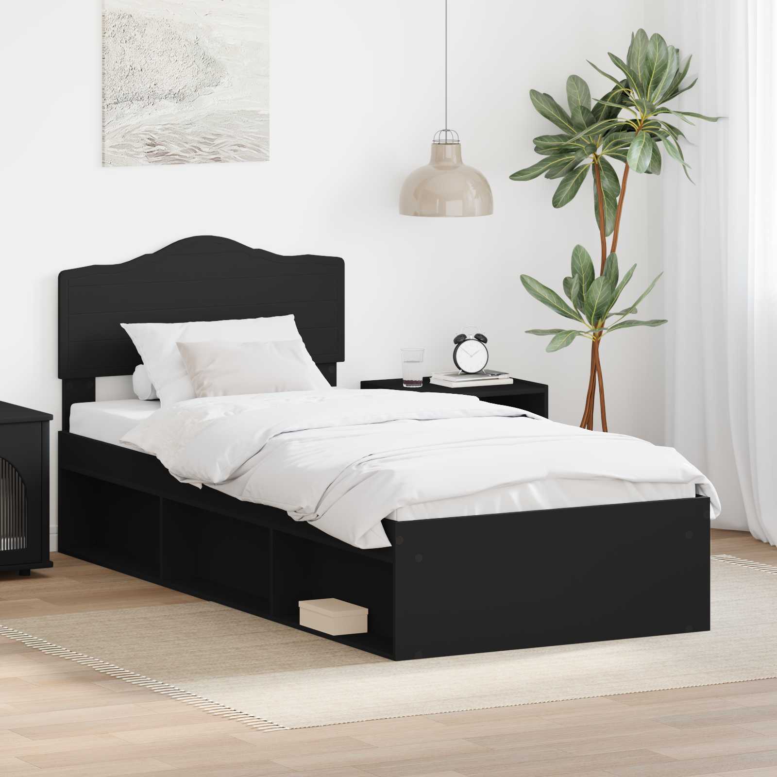 Estrutura de cama 100 x 200 cm Madeira de pinho maciço