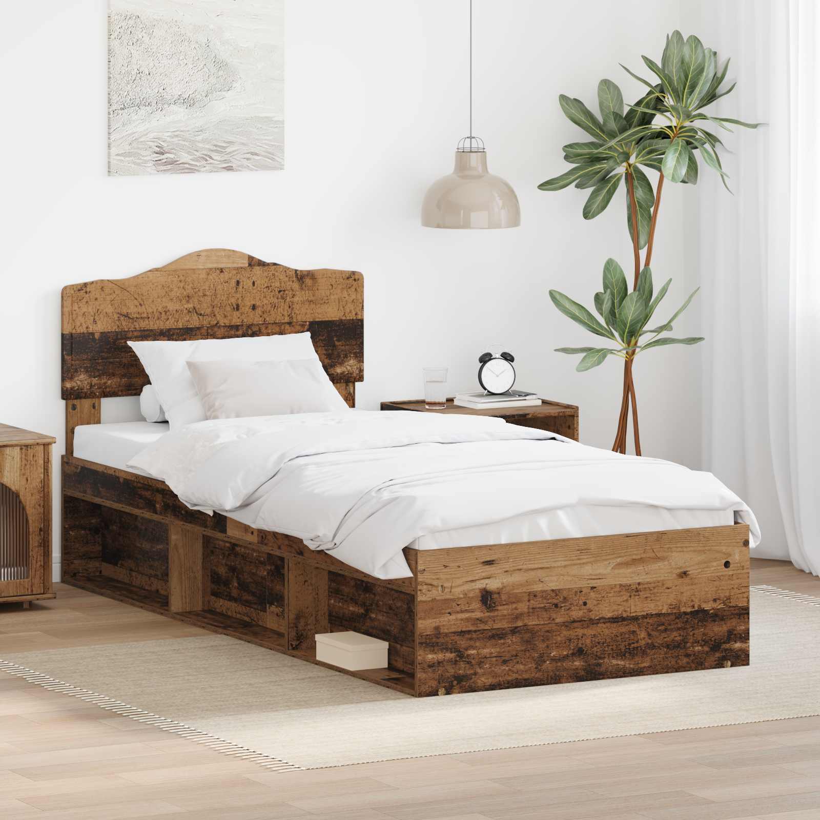 Estrutura de cama 100 x 200 cm Madeira de pinho maciço