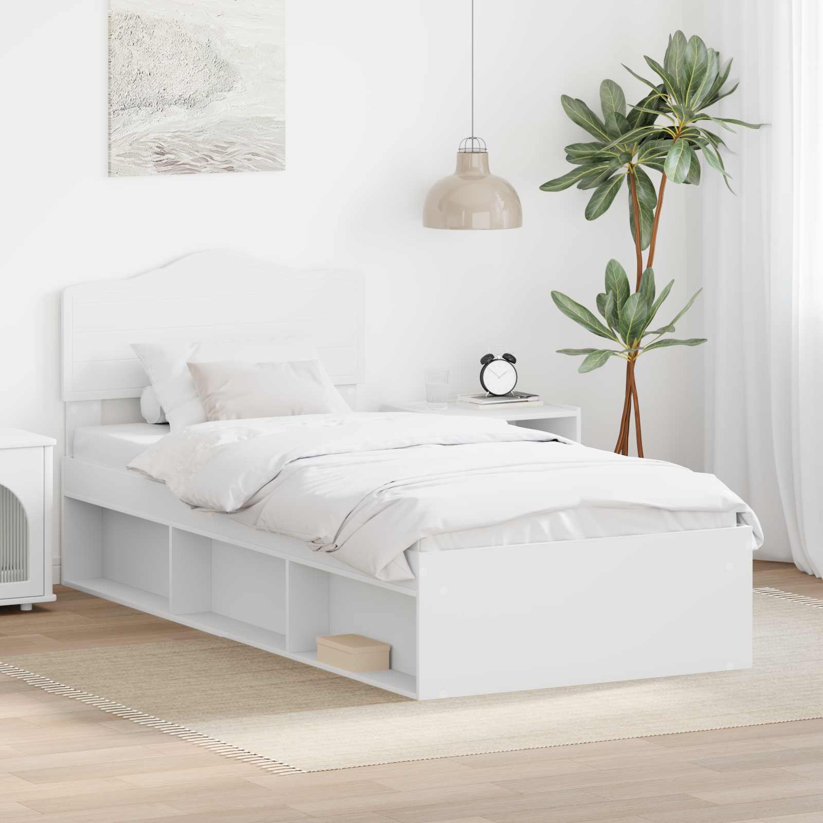 Estrutura de cama 100 x 200 cm Madeira de pinho maciço