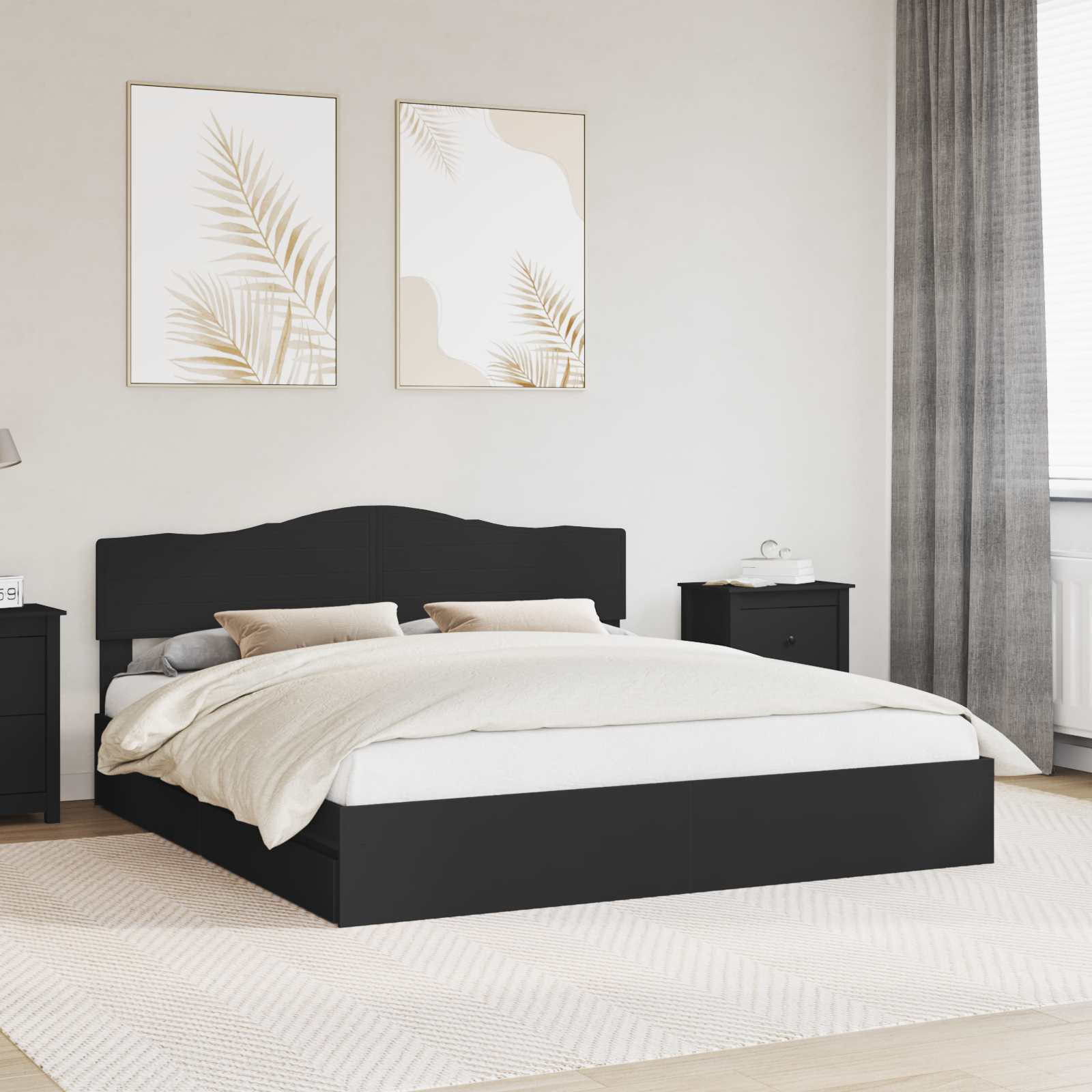 Storage Bed 140 x 190 cm Engineered Wood