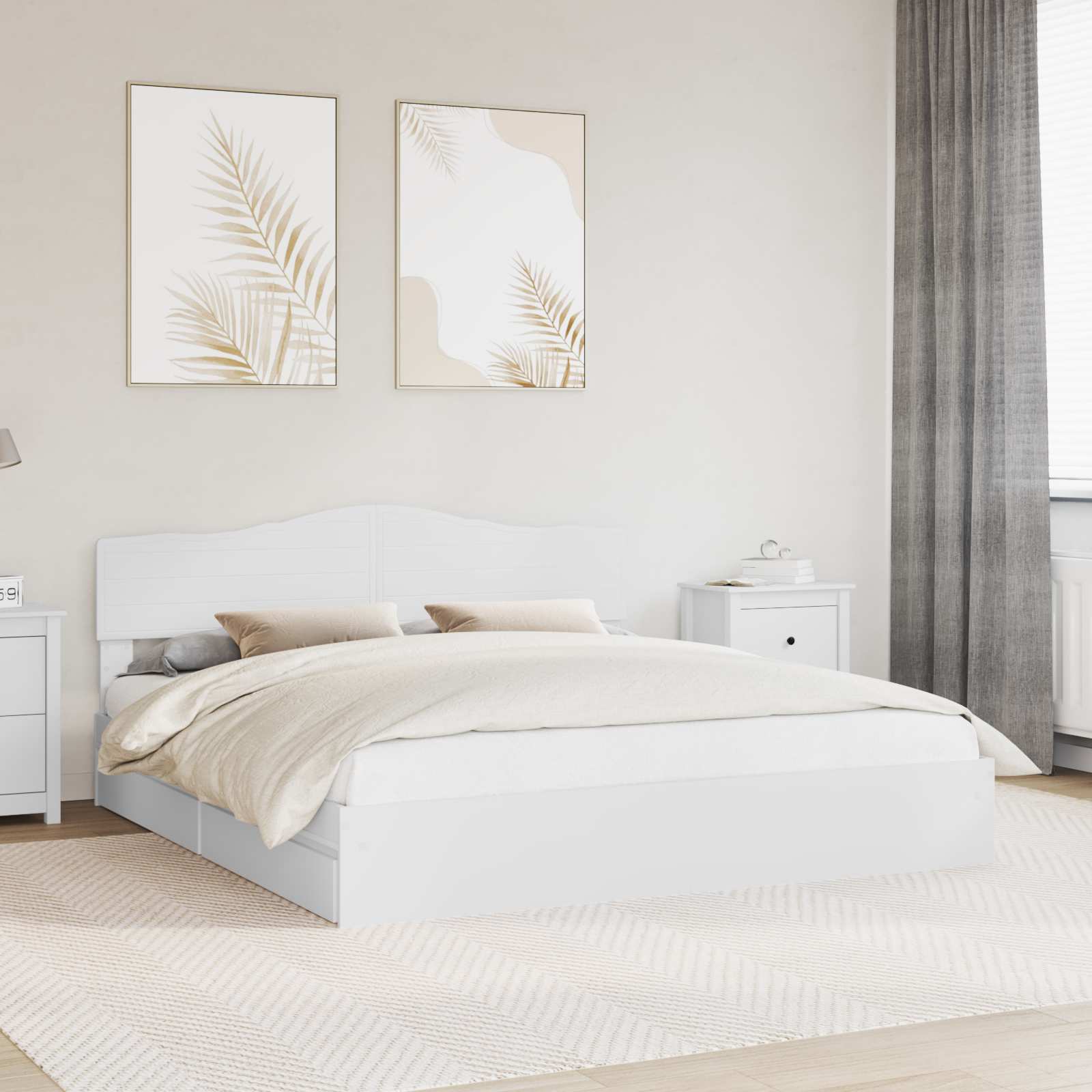Storage Bed 140 x 190 cm Engineered Wood