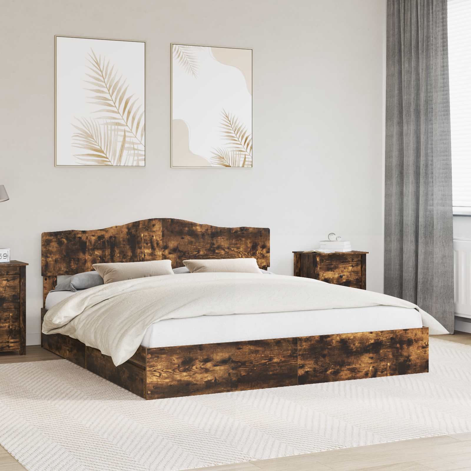 Storage Bed 140 x 190 cm Engineered Wood