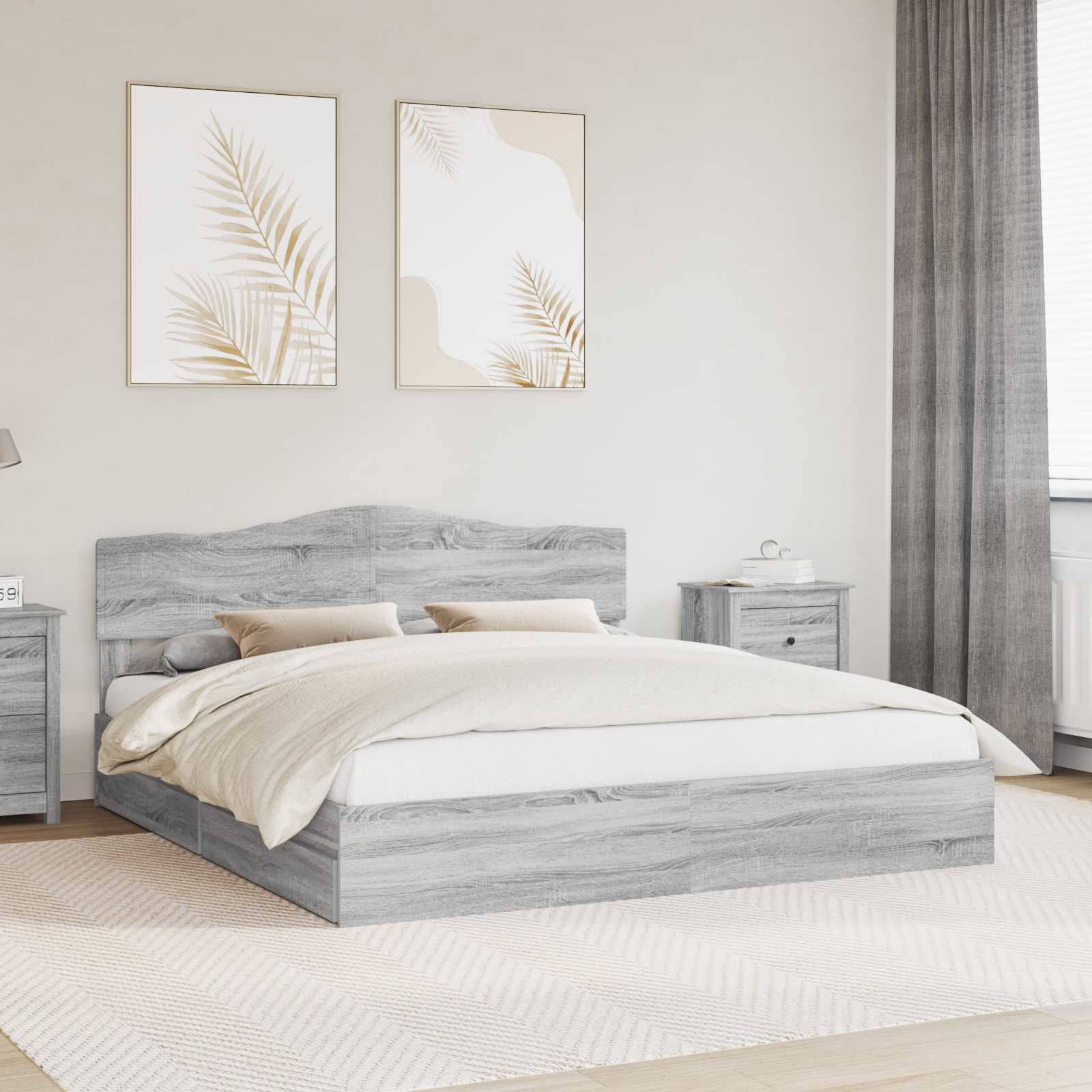 Storage Bed 140 x 190 cm Engineered Wood