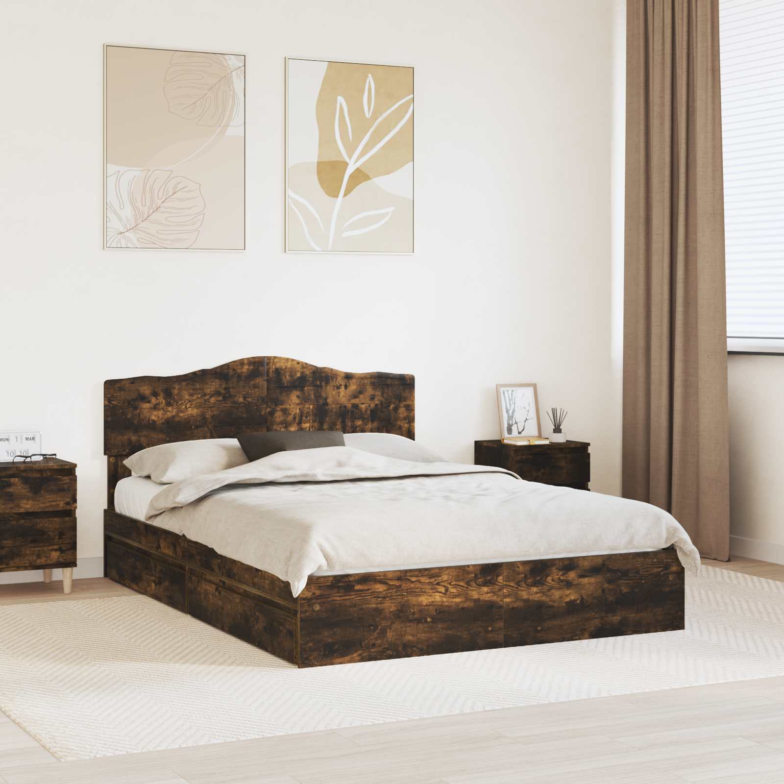 Storage Bed 140 x 190 cm Engineered Wood