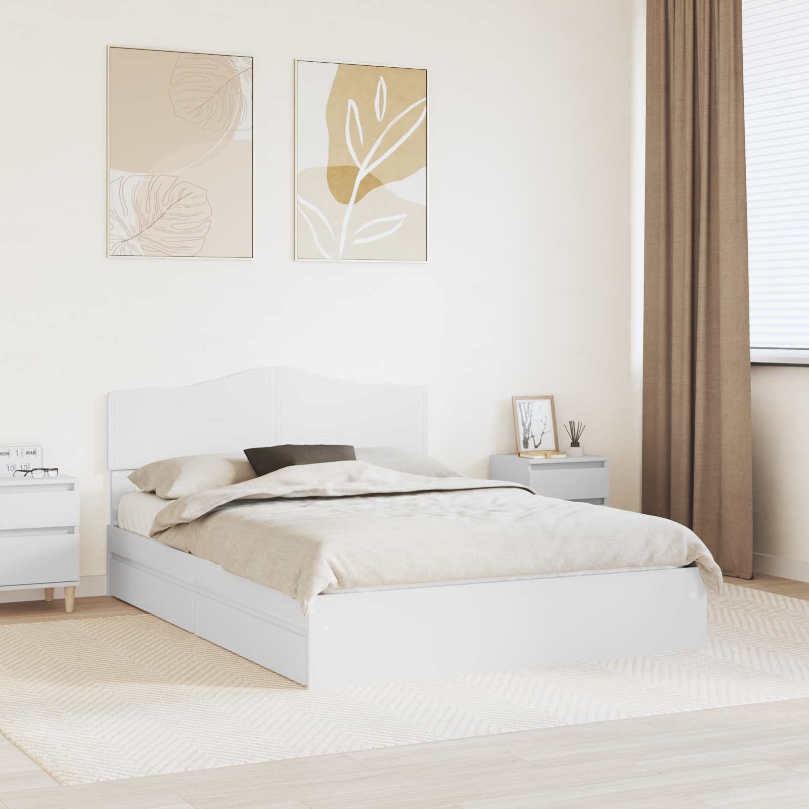 Storage Bed 140 x 190 cm Engineered Wood